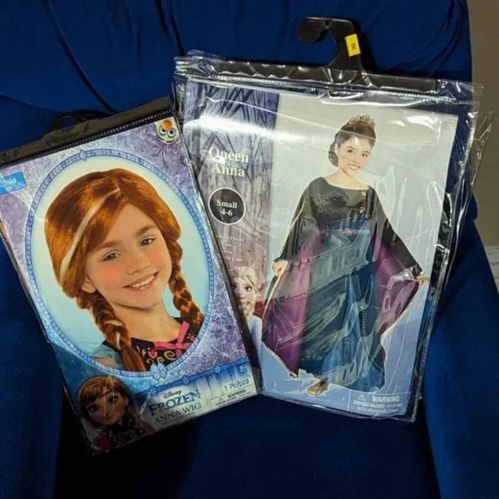 Disney Frozen Queen Anna costume kids size Small size 4 -6 kids wig
